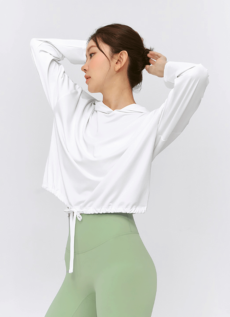 Daily Feather String Cropped Hoodie