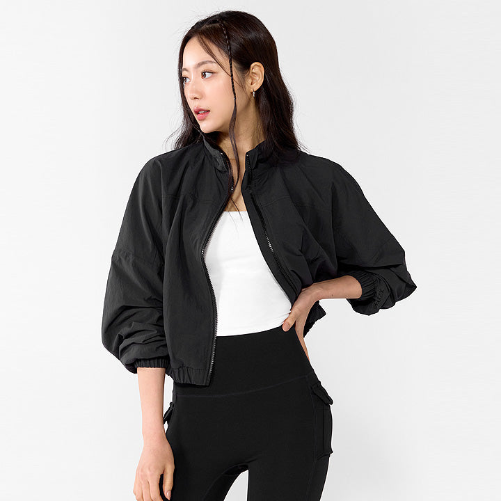 High Neck Dolman Crop Windbreaker