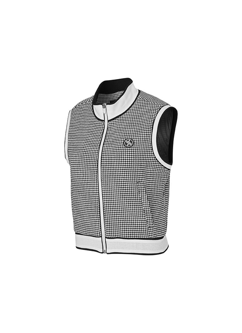 Houndstooth Zip-Up Vest