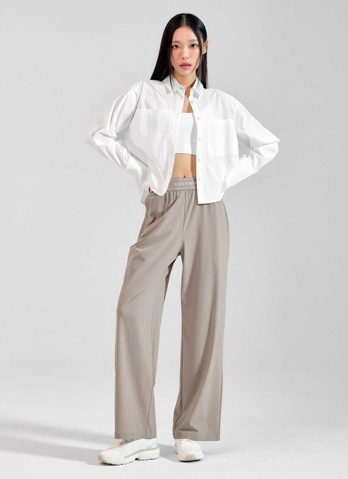 Woven Logo Banding Wide Pants