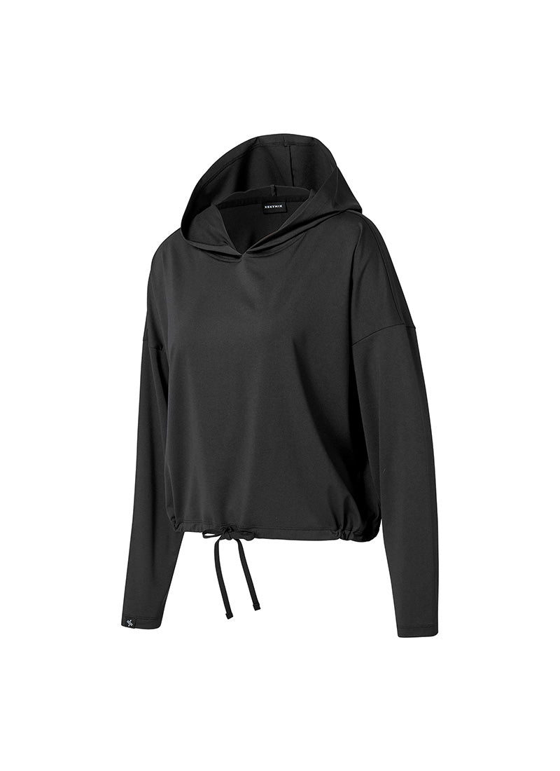 Daily Feather String Cropped Hoodie