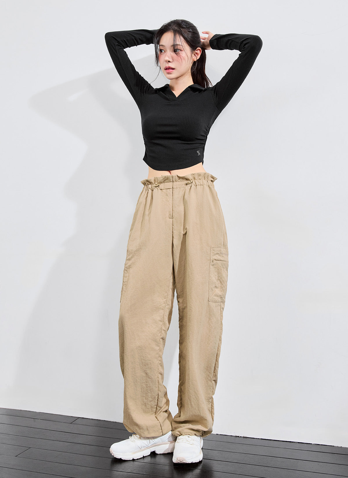 Woven String Cargo Wide Pants