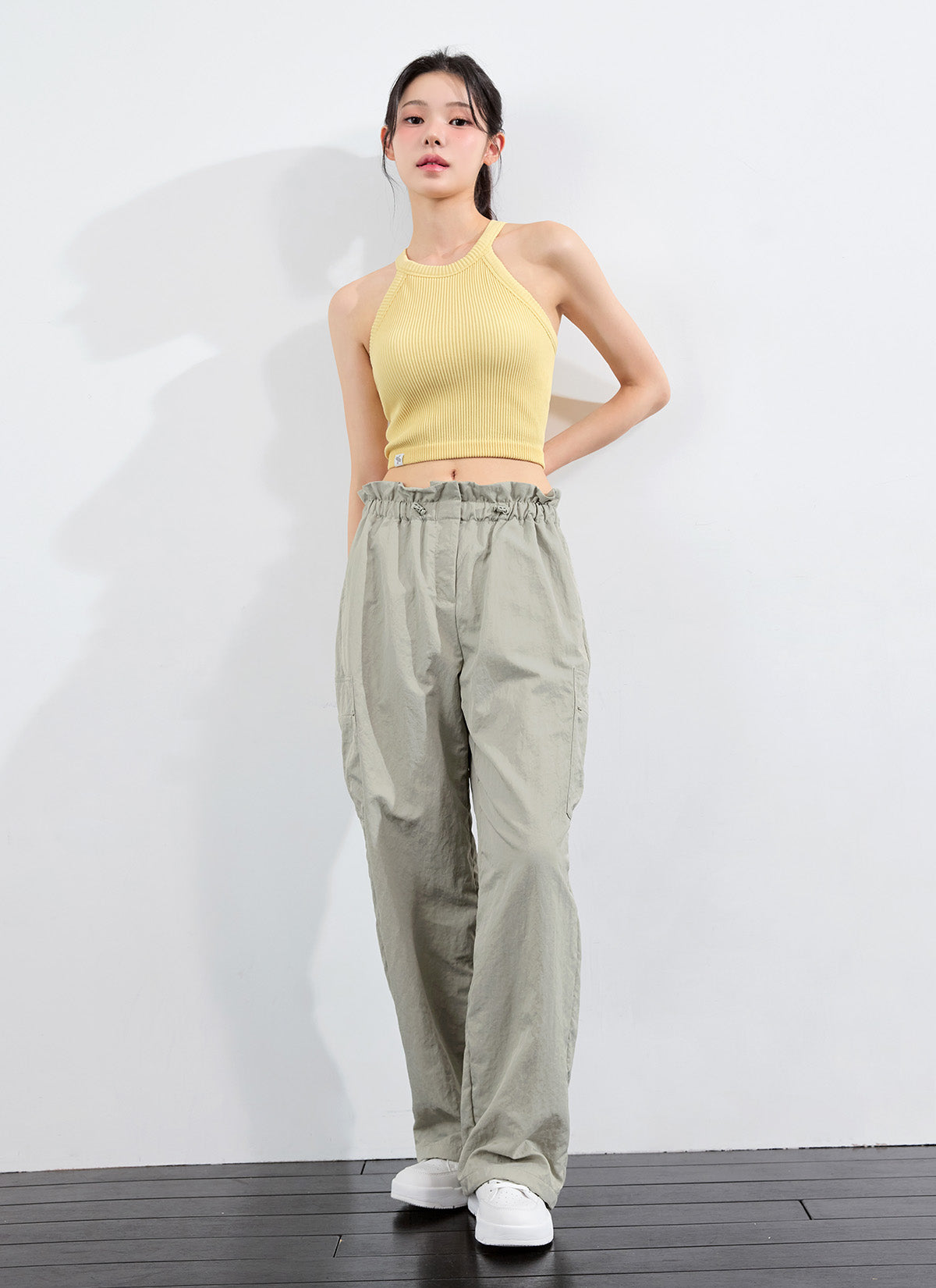Woven String Cargo Wide Pants