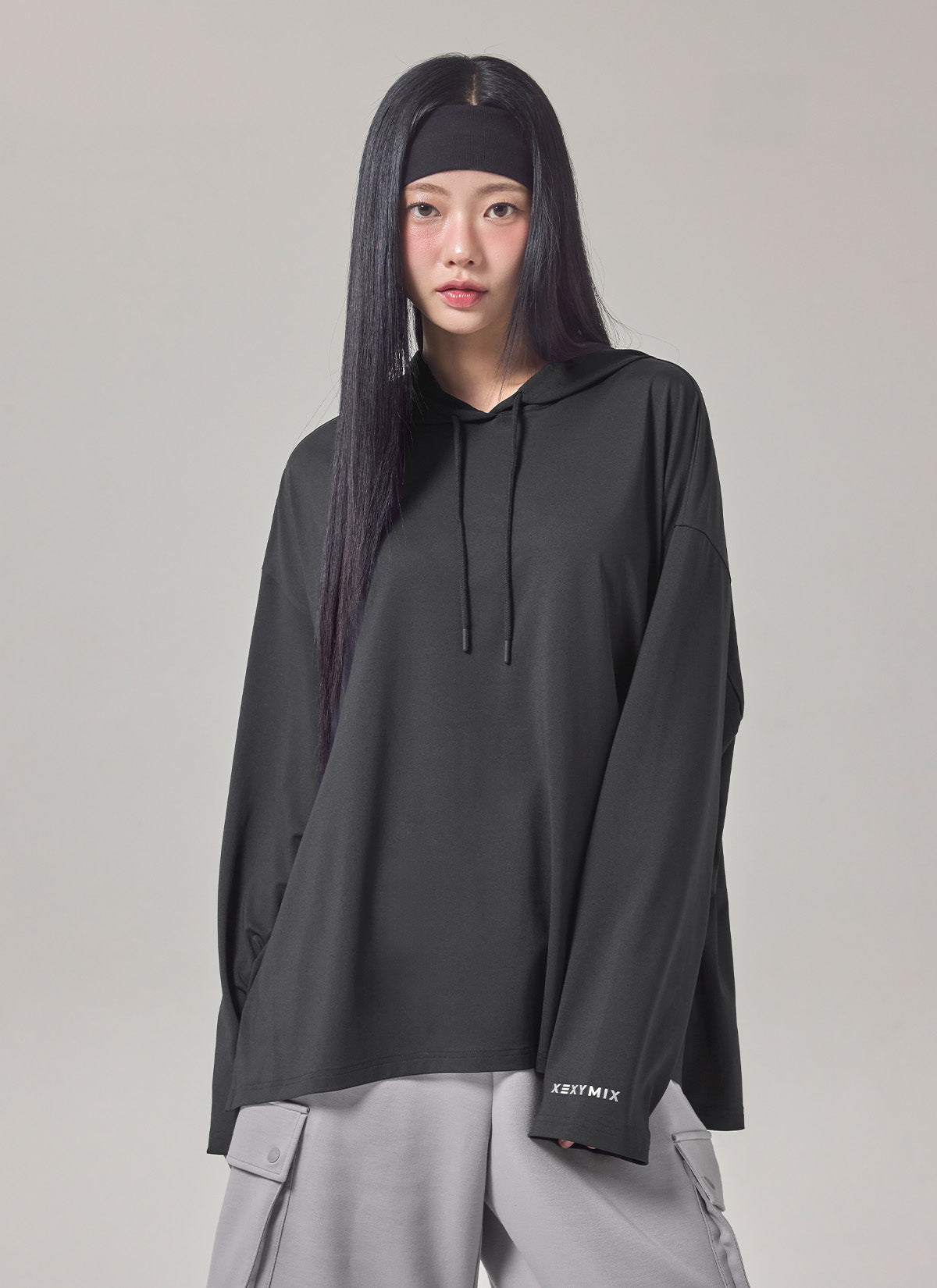 Medium Feather Oversized Hooded Long Sleeve