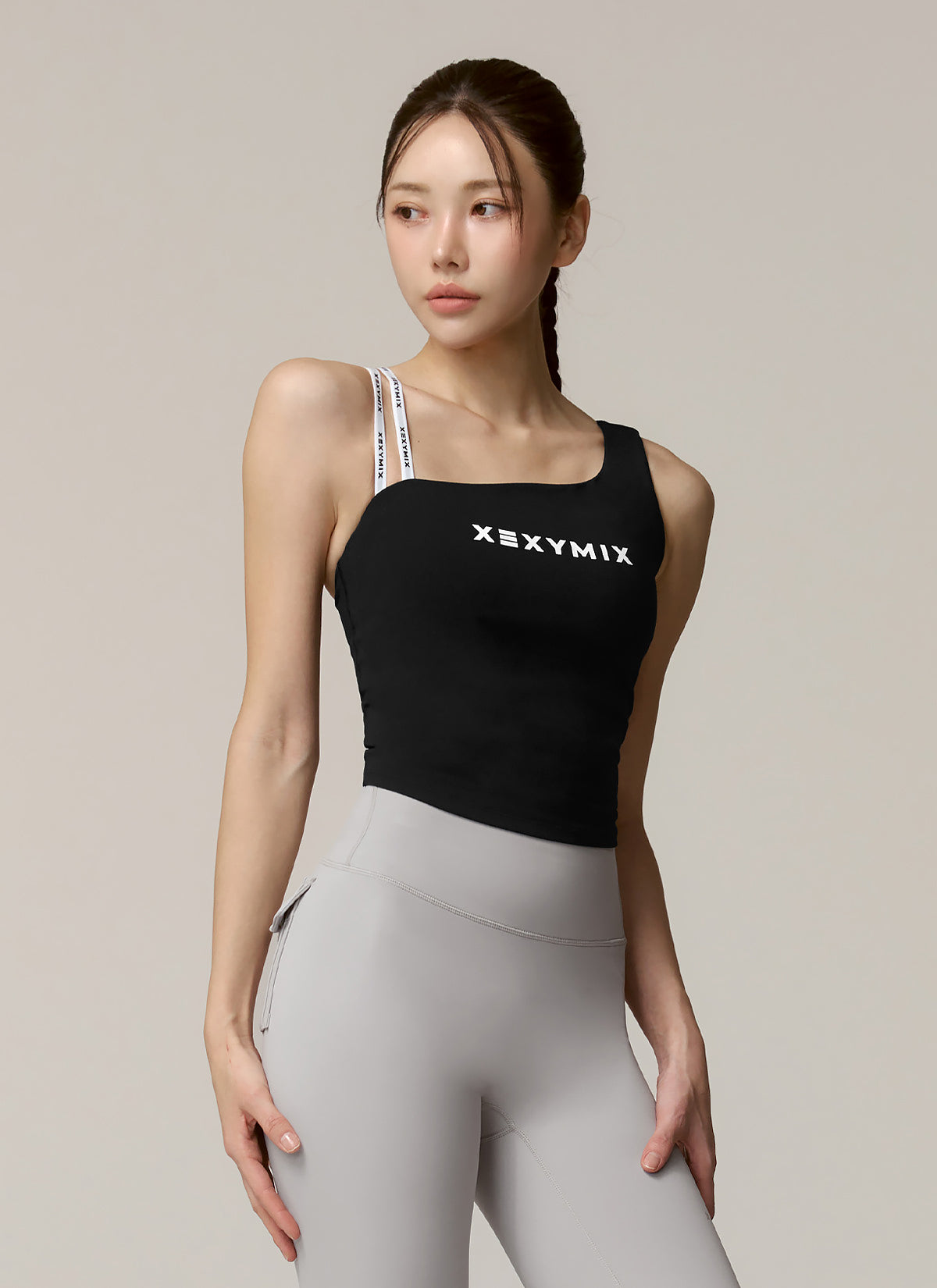 Unbalanced Logo Banding Cropped Top
