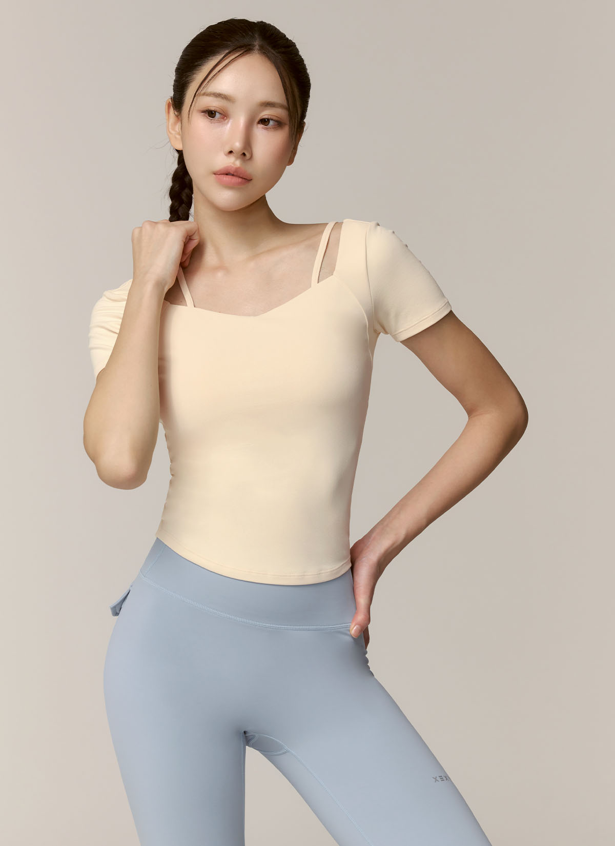 Cotton-Like Heart Neck Cropped Top