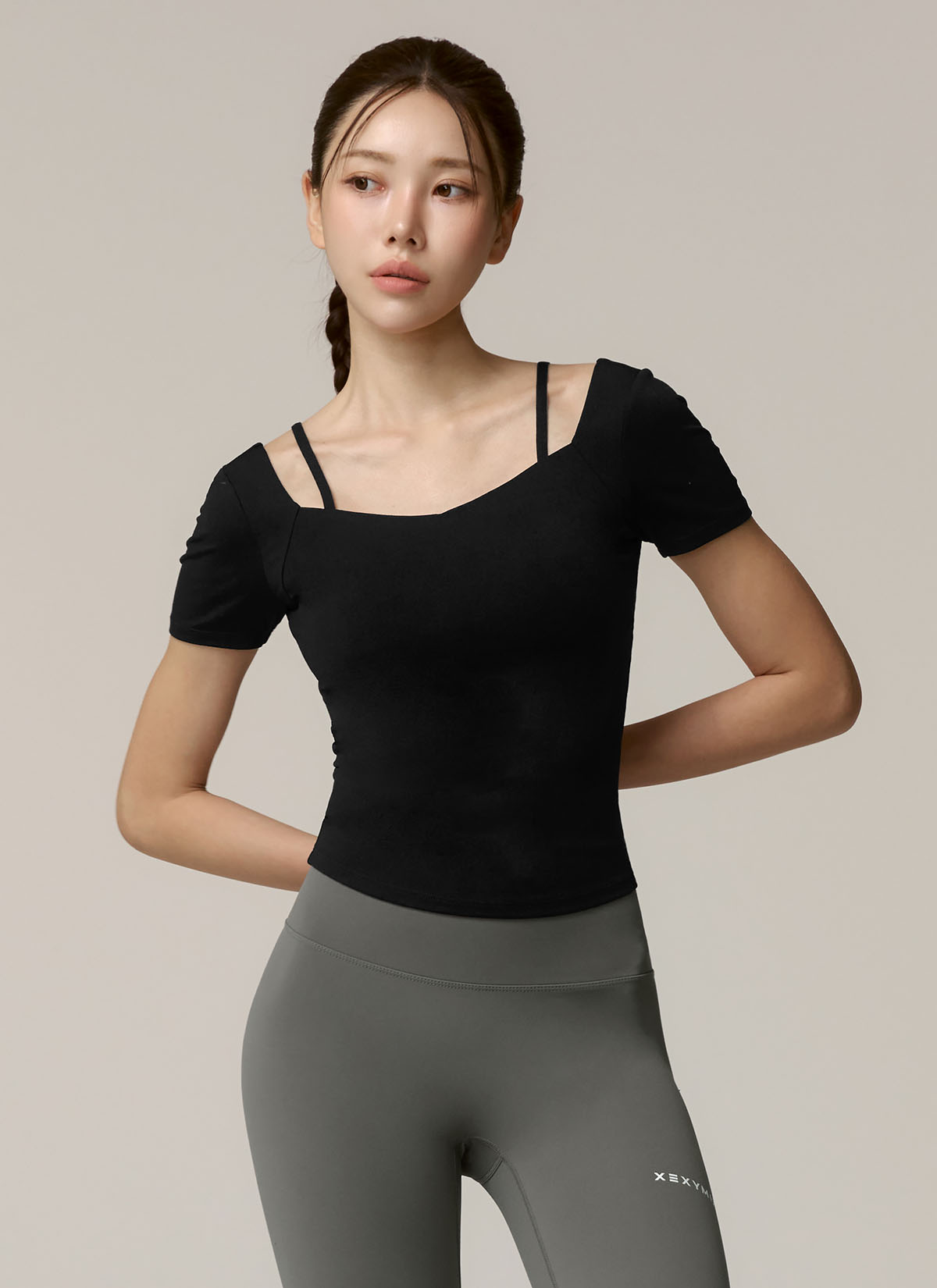 Cotton-Like Heart Neck Cropped Top