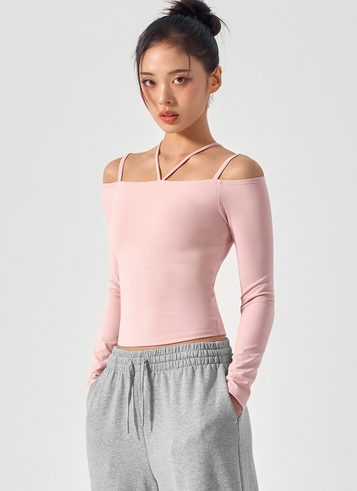 Black Label Power Rise Off-Shoulder Padded Long Sleeve