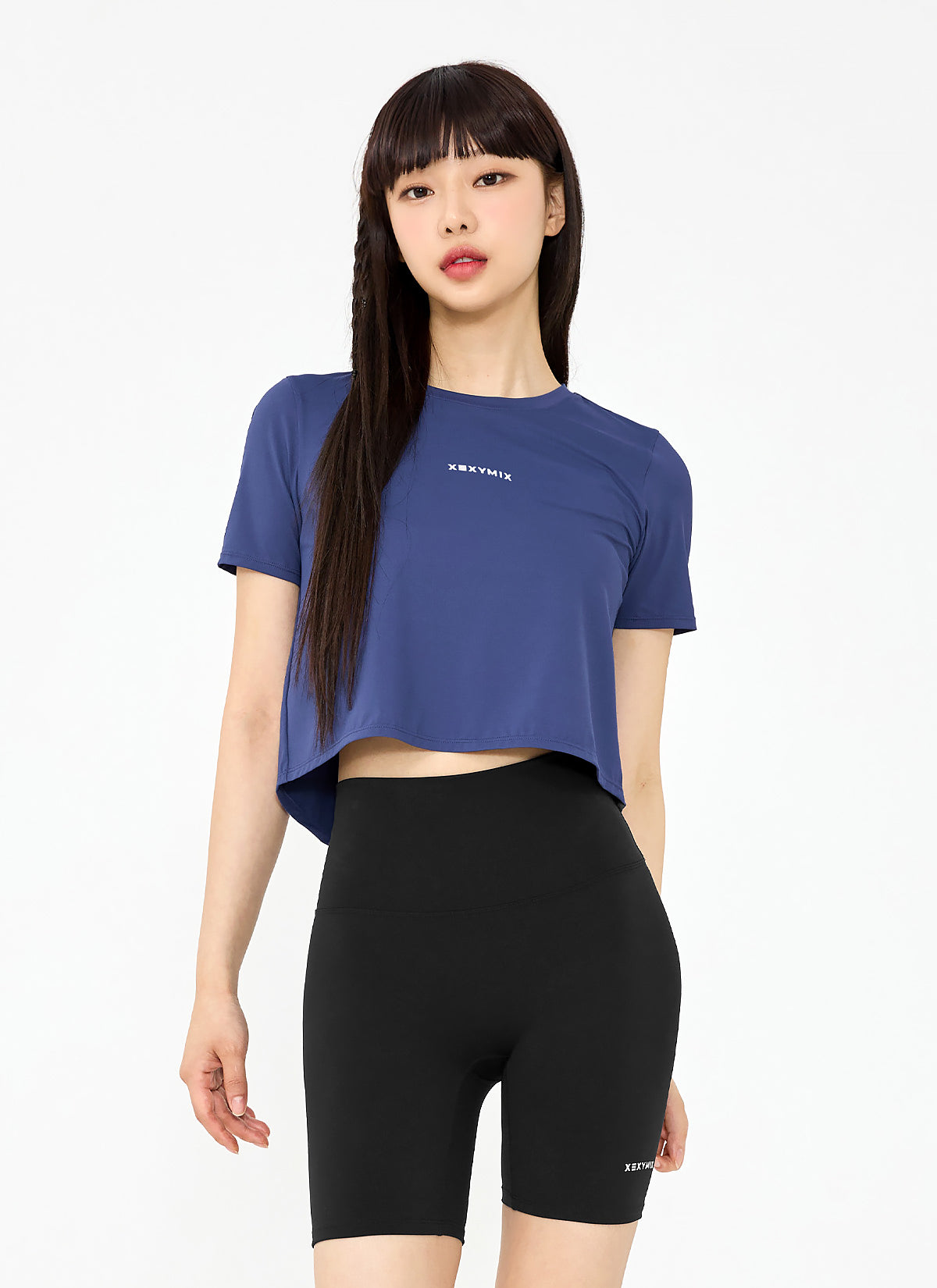 Ice Feather Back Slit Cropped Short Sleeve