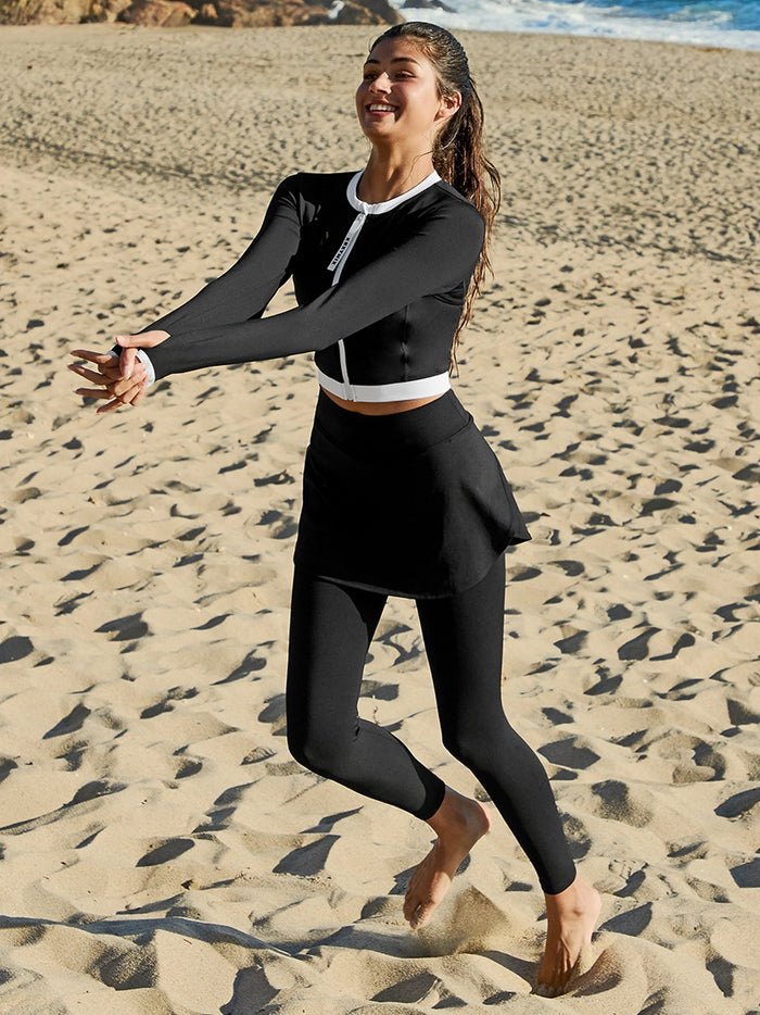 Summer Breeze Color Block Cropped Zip-up Jacket