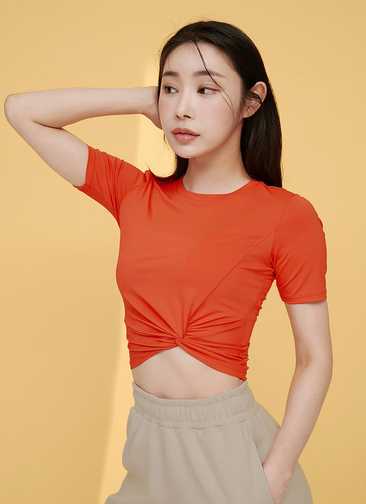 Fresh Feather Twist Cropped Short Sleeve