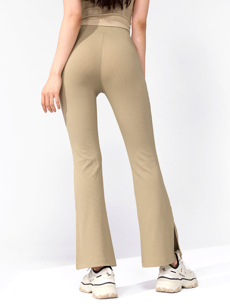 Ribbed Tension Bootscut Slit Pants